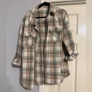 Plaid shacket in Green and Brown